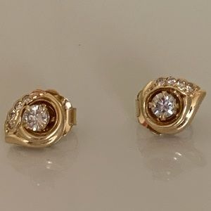 SOLD Vintage Estate 14 K Diamond Stud Earrings with 14k Diamond jackets